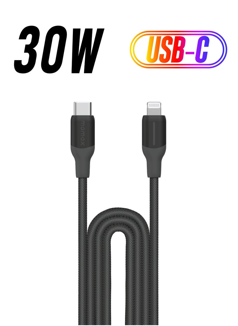 Momax - 1-Link Flow [35W] USB-C to Lightning Cable 2 meter [MFI Certified] Fast Charge PD 3.0 - Black - Image 1