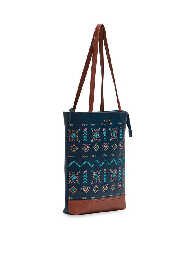 Chumbak Boho Aztec Tote Bag - Navy