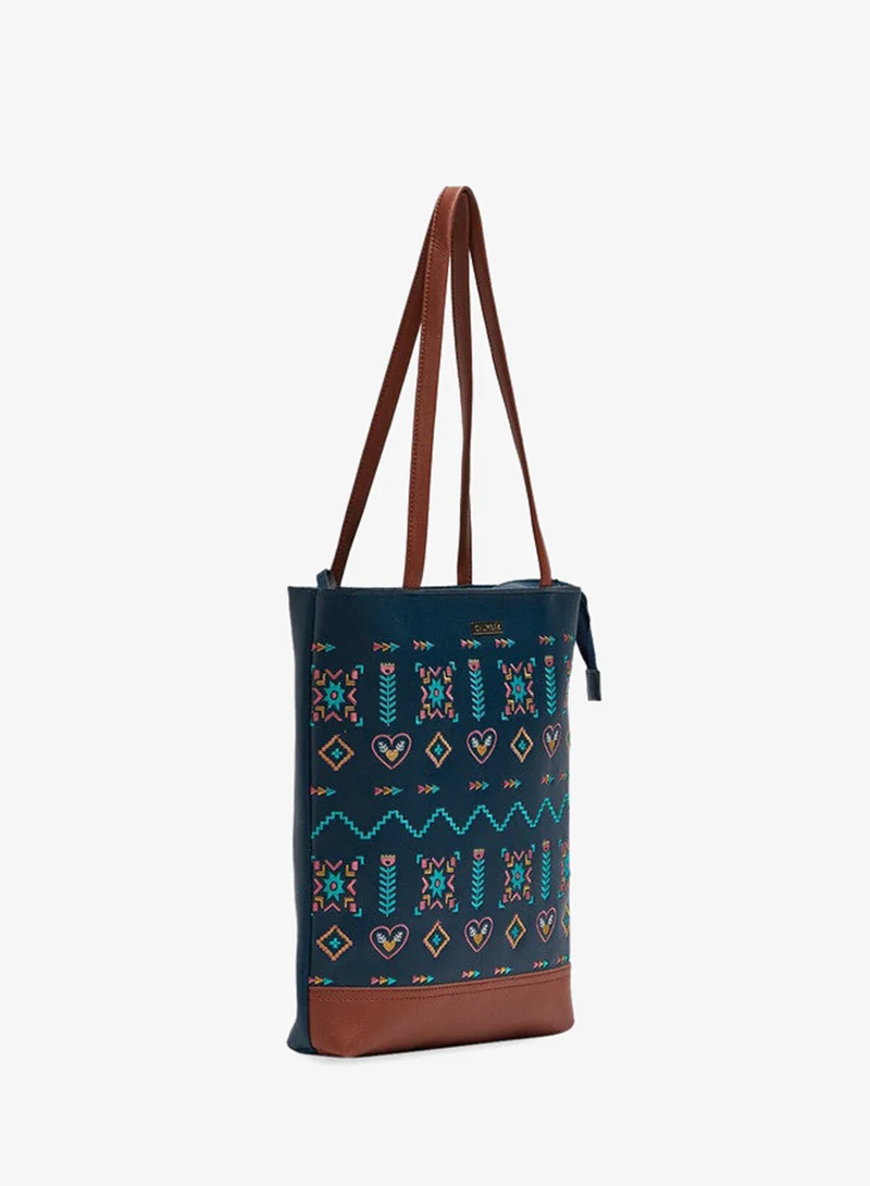 تشومباك Boho Aztec Tote Bag - Navy