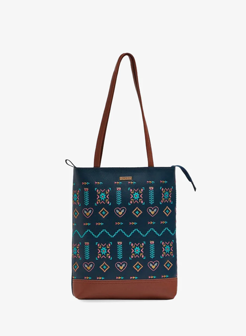 Boho Aztec Tote Bag - Navy