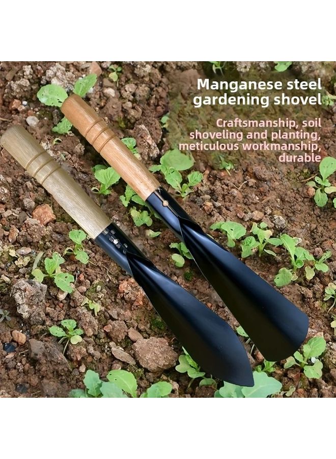 2Pc Garden Hand Shovel Set Durable Metal Tool With Wood Handle For Digging Weeding Planting - Image 3