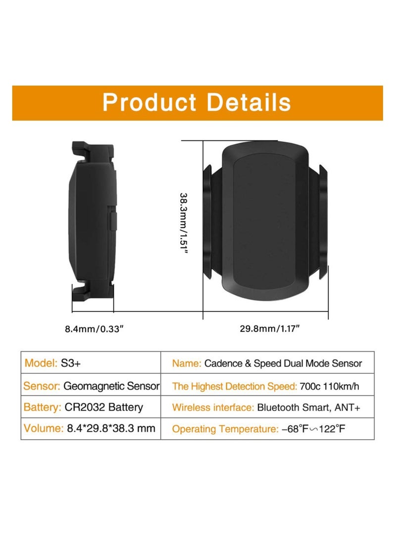 KASTWAVE - Cadence Sensor, Wireless Bluetooth or ANT and  Bike Computer RPM Sensor for Road Bike or Spinning Bike and Trainers Compatible with Onelap, Wahoo Fitness, Zwift, Strava - Image 1