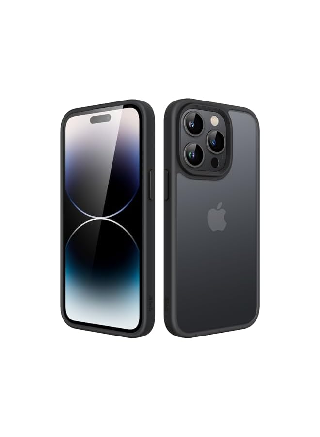 جي تيك حافظة JETech غير لامعة لهاتف iPhone 14 Pro Max مقاس 6.7 بوصة، حماية من السقوط بدرجة عسكرية مقاومة للصدمات، غطاء هاتف خلفي شفاف بلوري، مضاد لبصمات الأصابع (أسود) - Image 1