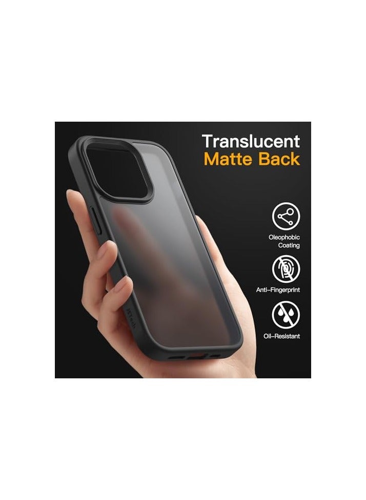 جي تيك حافظة JETech غير لامعة لهاتف iPhone 14 Pro Max مقاس 6.7 بوصة، حماية من السقوط بدرجة عسكرية مقاومة للصدمات، غطاء هاتف خلفي شفاف بلوري، مضاد لبصمات الأصابع (أسود) - Image 2