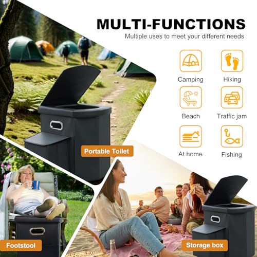 Ann Katy Upgrade XL Portable Toilet for Adults, Extra Large Portable Travel Floding Toilet, Camping Tall Toilets with Lid for Adults and Kids Compact Potty for Car,Hiking,Beach and Camping - Image 5