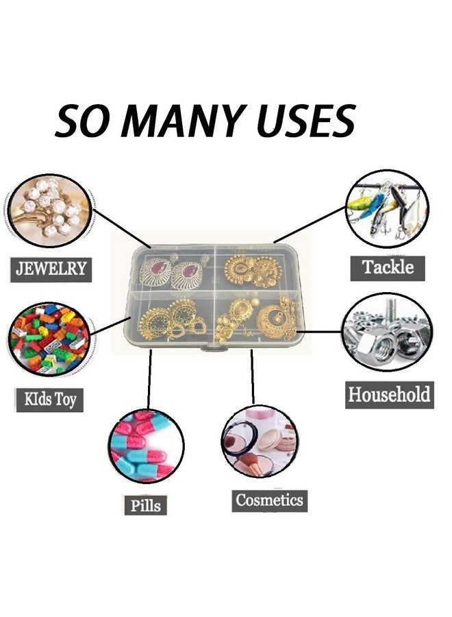 CSM® Jewelry Case Organizer Multipurpose Plastic Storage Box with dividers 4 Grids, Transparent (Pack of 6 Boxes) - Image 5