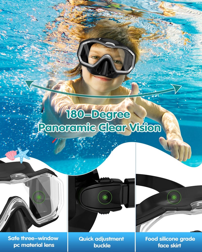 W WSTOO WSTOO Kids Swim Goggles with Nose Cover to Prevent Water Inhaling, Anti-Fog Leak-Proof Swimming Mask for Boys Girls Age 5-12 - Image 3