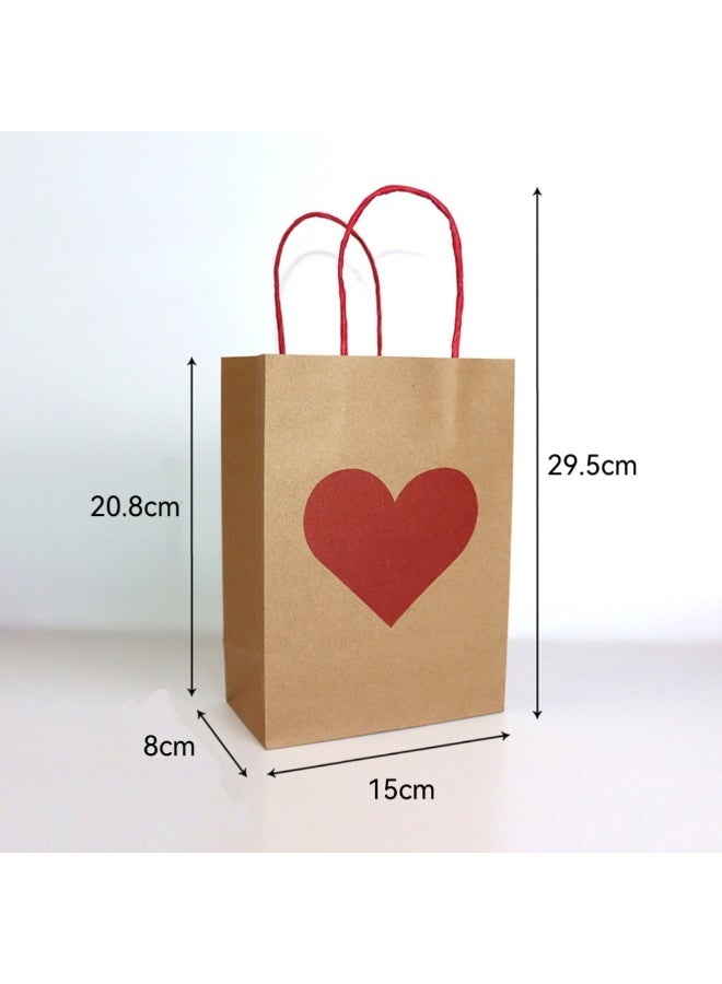 20 قطعة من أكياس الهدايا الورقية المطبوعة على شكل قلب مع علامة قلب حمراء وخيط - حقائب هدايا الزفاف وعيد الحب وأعياد الميلاد والحفلات - Image 2