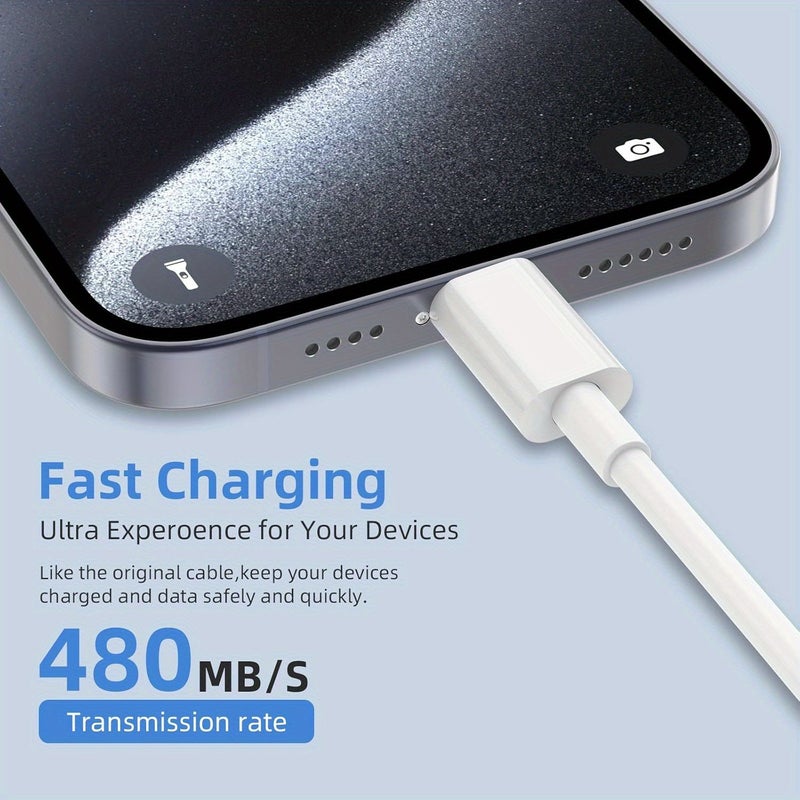 2 Packs USB A to USB C Cable 6FT White for iPhone 16 17 Pro Plus Pro Max iPad Pro 12 9 Air Mini MacBook Air Charger Fast Charge Cord - Image 5
