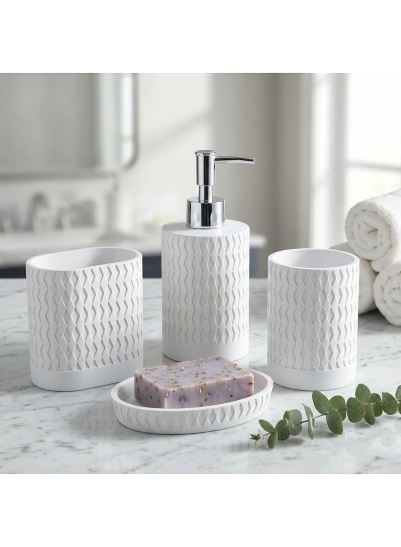 AKDC Iisdoo 4-Piece Resin Bathroom Accessories Set, White - Image 2