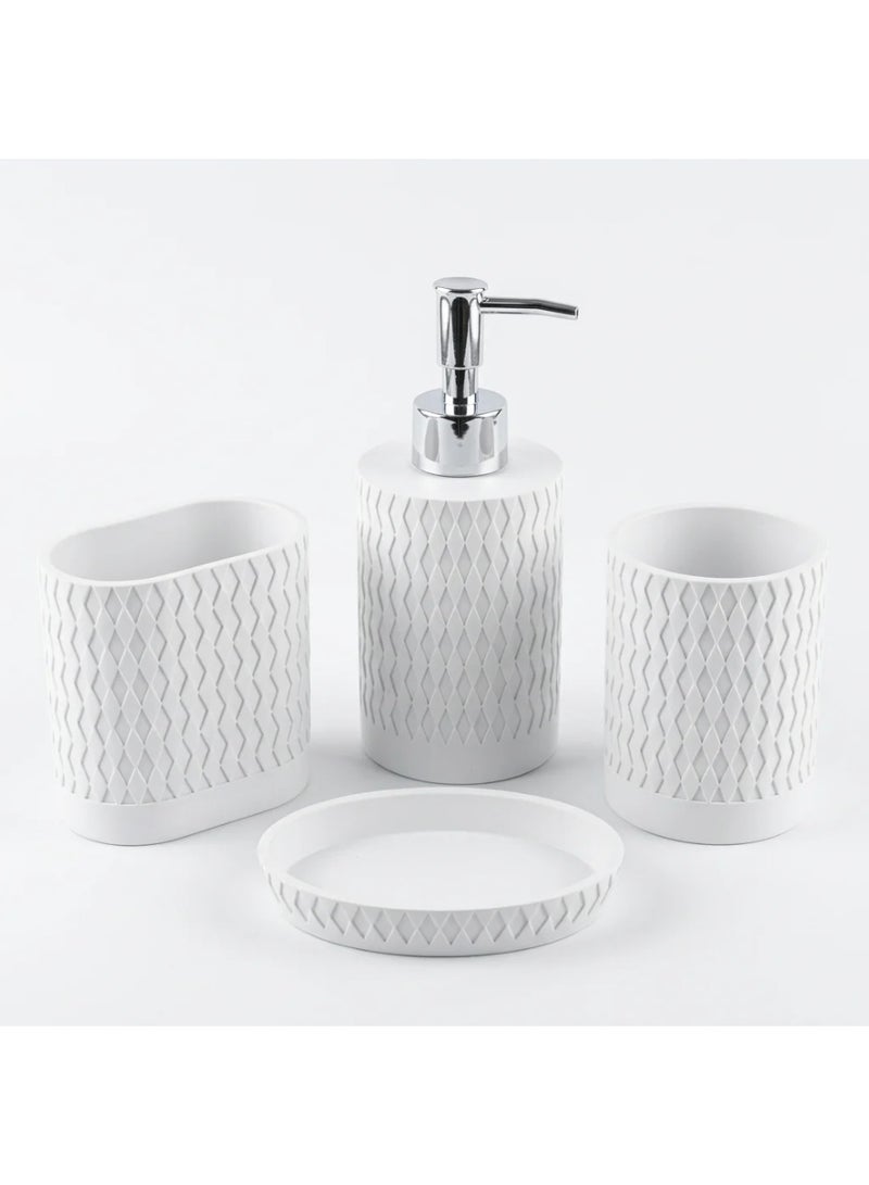 AKDC Iisdoo 4-Piece Resin Bathroom Accessories Set, White - Image 1