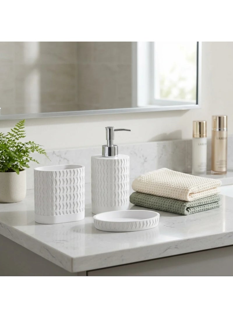 AKDC Iisdoo 4-Piece Resin Bathroom Accessories Set, White - Image 3
