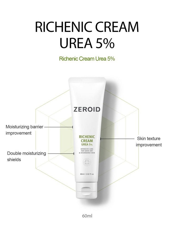 zeroid - Richenic Cream With Urea 5% Intensive Care Korean Dermocosmetic Skincare For Dry & Disordered Skin (2 Oz./60 Ml) (60 Ml) - Image 1