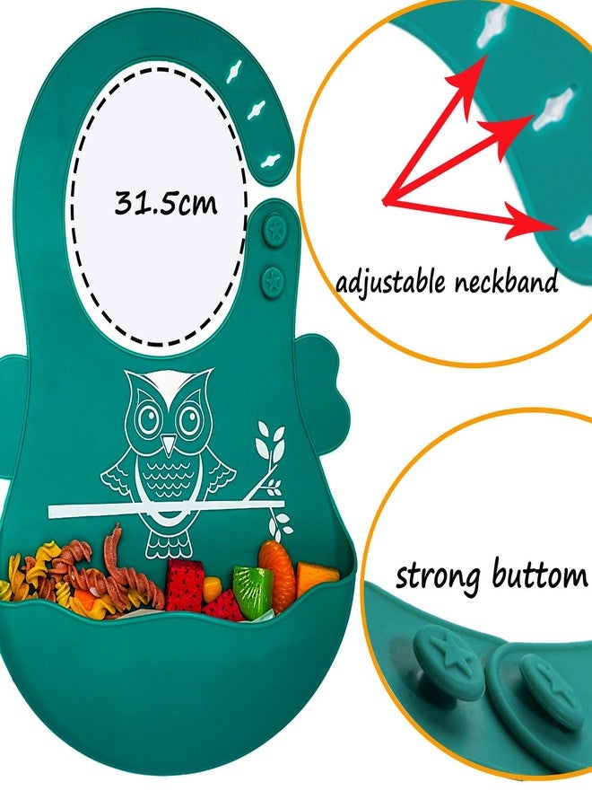NICINGU Silicone Baby Feeding Set,Baby Led Weaning Supplies Baby Silicone Suction plate and bowl set,Toddler Self Feeding Dish with Spoons Forks Sippy Cup And Adjustable Bib for 6+ Months-Blue - Image 4