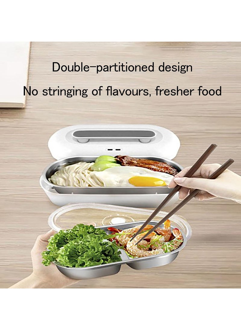 XiuWoo Double Layer Electric Heating Lunch Box, With Vacuum Preservation Pump, Steaming Lunch Box, 304 Stainless Steel Inner Liner, Suitable For Home,Office Workers,School,350W  - Image 3