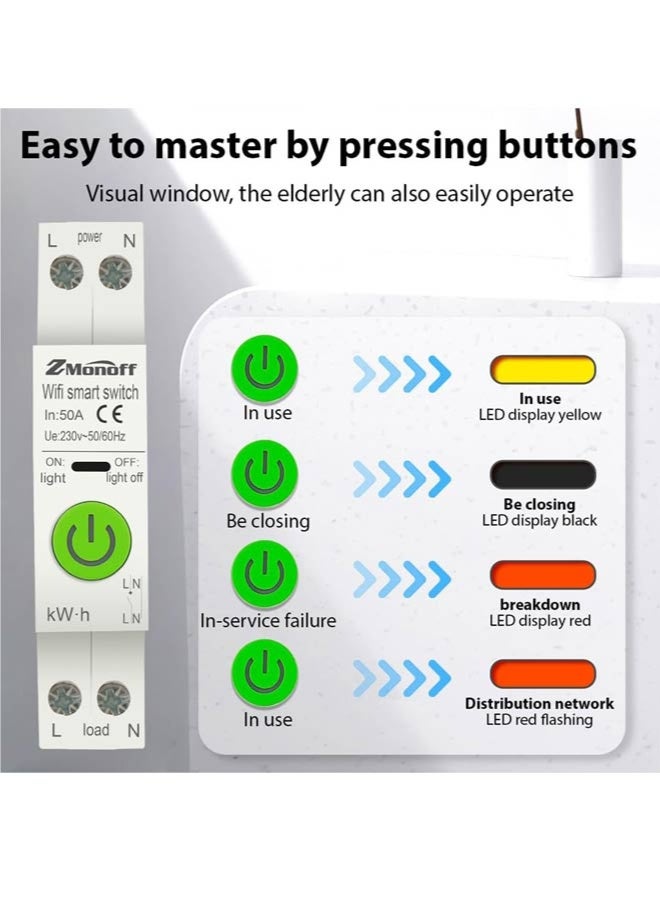 Circuit Breakers,Smart Circuit Breaker, WiFi Remote Control, Tuya APP Monitoring, Leakage Protection, For Smart Home Safety - Image 3