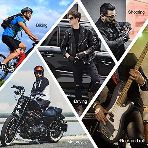 FIORETTO Mens Genuine Leather Fingerless Gloves Unlined Half Finger Punk Gloves for Driving Cycling Motorcycle Black Medium - Image 4