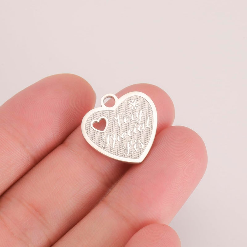 Style 3 Love Heart Charms 5Pcs Stainless Steel Pendant for Jewelry Making Crafting Bracelet Necklace Earrings - Image 4