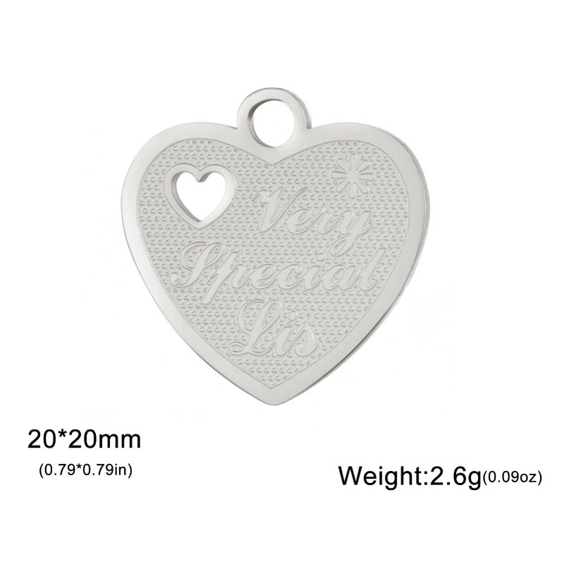 Style 3 Love Heart Charms 5Pcs Stainless Steel Pendant for Jewelry Making Crafting Bracelet Necklace Earrings - Image 5