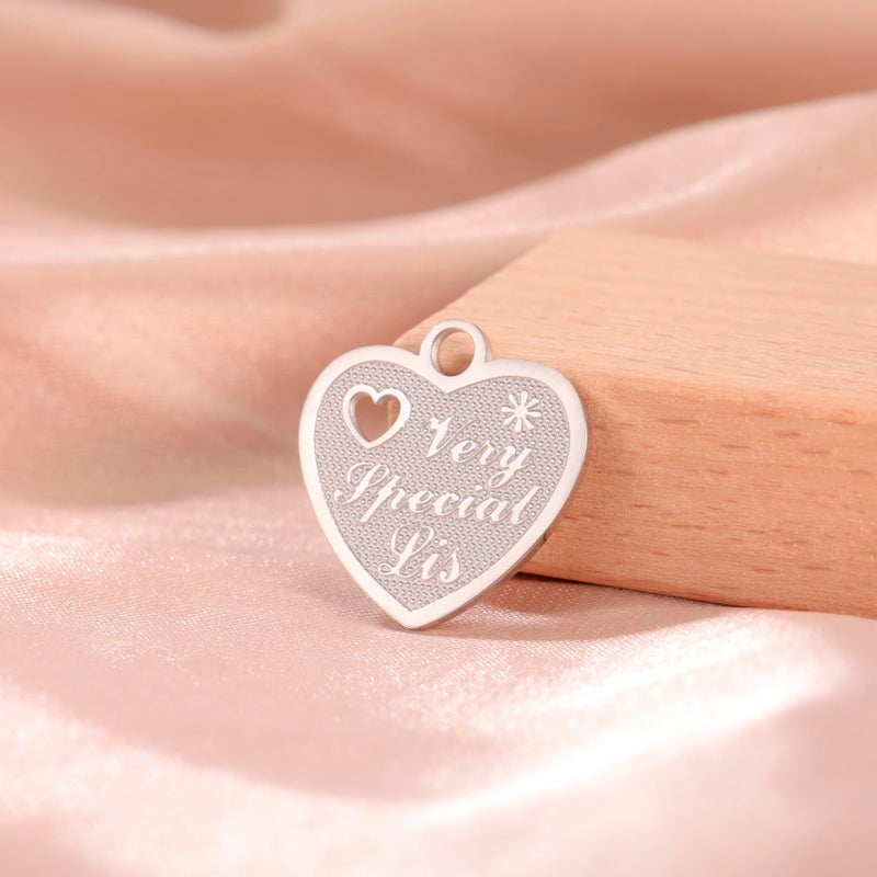 Style 3 Love Heart Charms 5Pcs Stainless Steel Pendant for Jewelry Making Crafting Bracelet Necklace Earrings - Image 3