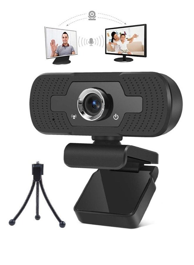 1080P Webcam with Microphone, 30 FPS Full HD Web Camera, 2 Mics Streaming Webcam, 360°Rotation Angle 110°View USB Camera for Calls/Conference/Laptop/Computer