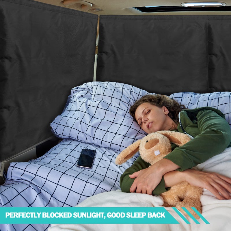 VANPET 99% Light Blocking Car Curtains, 1 Rear Seat Divider Curtain & 2 Rear Side Window Curtains, Car Curtains for Windows, Wide Sedan SUV Sunshade Covers Car Cabana(Extra Large Car Curtains 3 Pcs) - Image 3