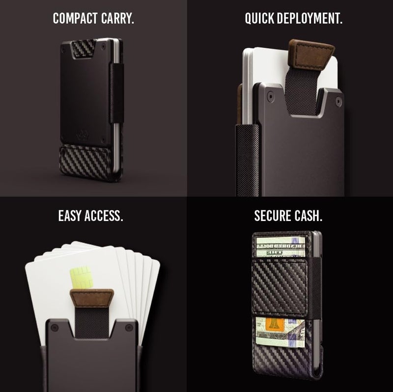 PROOF Wallet | Slim Minimalist Wallets for Men | Leather & Metal | RFID Wallet | Front/Back Pocket | Gift Box | Veteran Owned (Oracle (Carbon Fiber Leather | Dark Gun Metal)) - Image 4