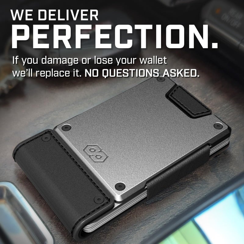 PROOF Wallet | Slim Minimalist Wallets for Men | Leather & Metal | RFID Wallet | Front/Back Pocket | Gift Box | Veteran Owned (Oracle (Carbon Fiber Leather | Dark Gun Metal)) - Image 3