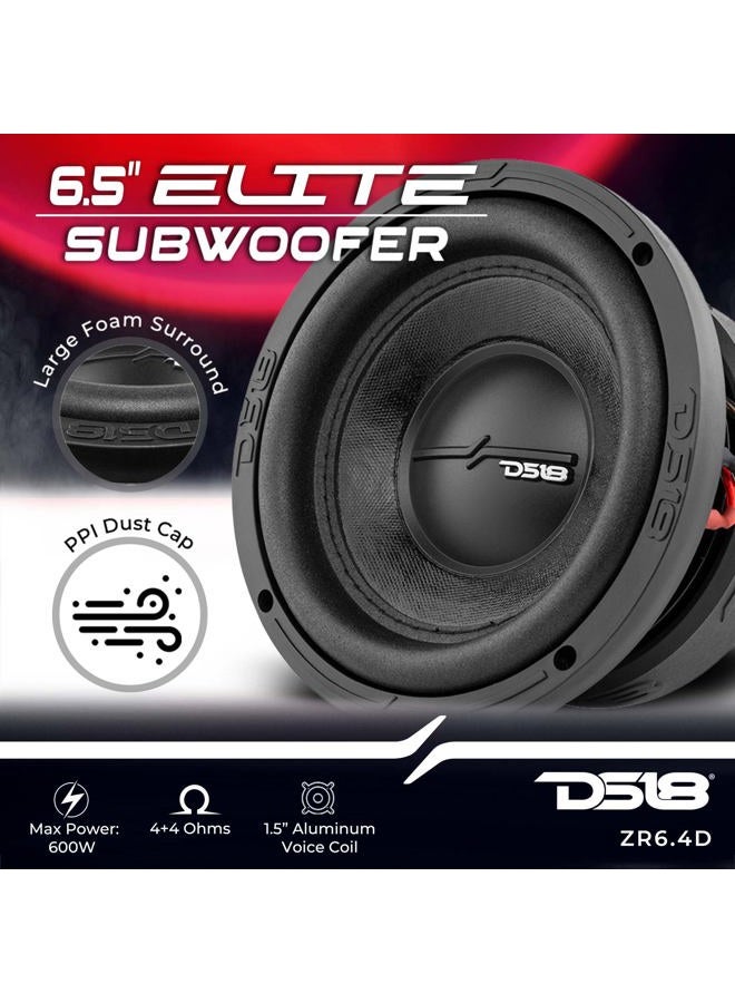 DS18 ZR6.4D Elite-Z مضخم صوت سيارة 6 بوصة 600 واط ملف صوتي مزدوج 4 أوم DVC 4+4 أوم (1 مكبر صوت) - Image 2