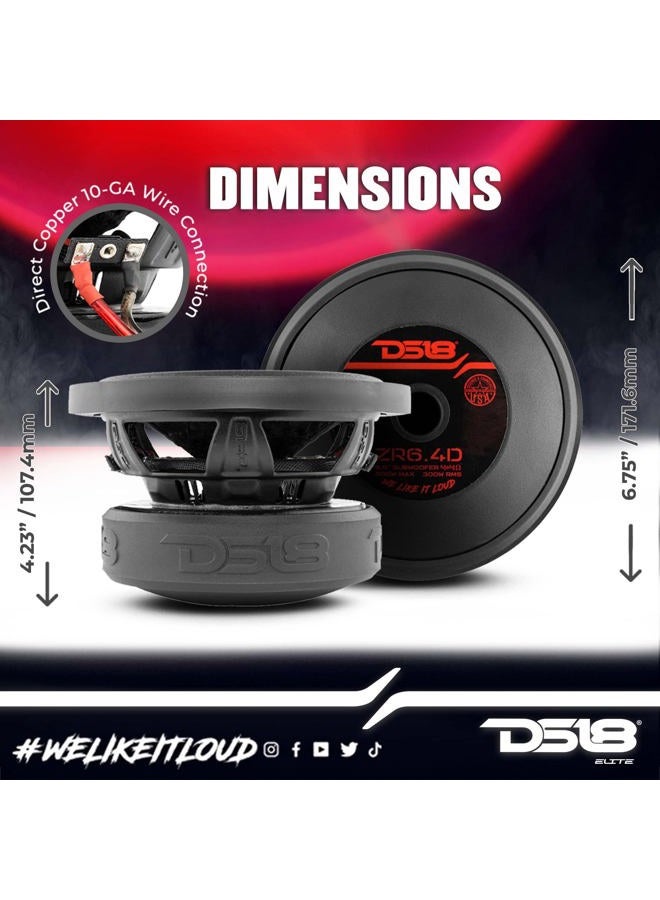 DS18 ZR6.4D Elite-Z مضخم صوت سيارة 6 بوصة 600 واط ملف صوتي مزدوج 4 أوم DVC 4+4 أوم (1 مكبر صوت) - Image 3