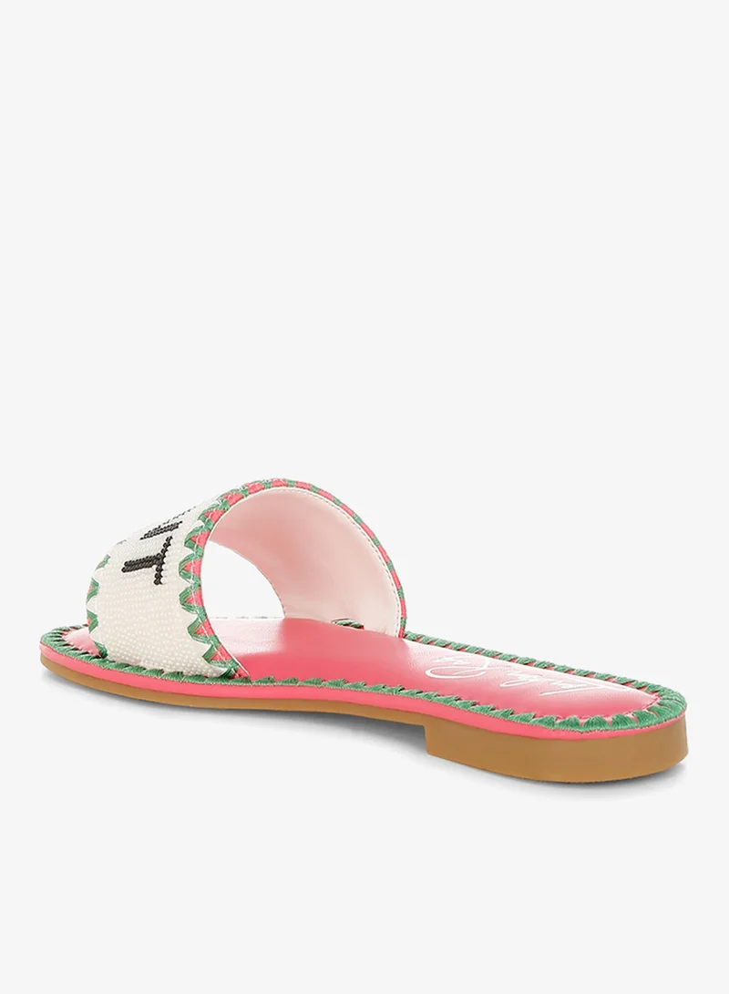 London Rag pink Beaded Saint Tropez Flat Slip Ons in Pink for Women | Best Price UAE