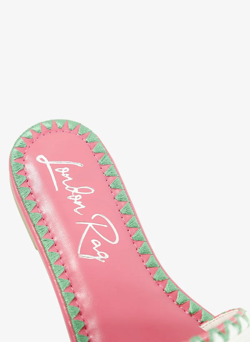 London Rag pink Beaded Saint Tropez Flat Slip Ons in Pink for Women | Best Price UAE