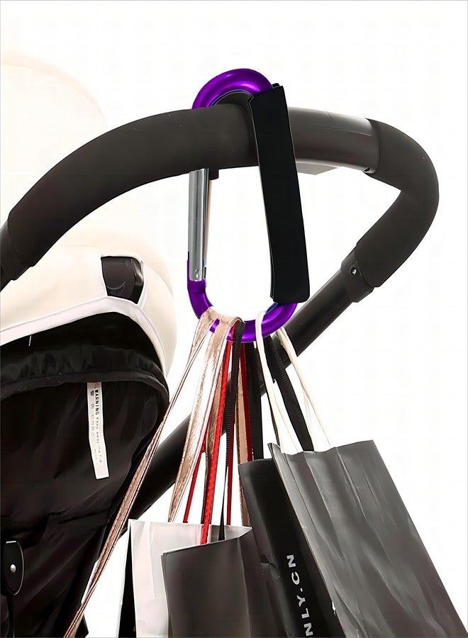 Noneea 3PCS Stroller Hooks，5.2'' Large Carabiner Clip - Carabiner Large, Baby Stroller Hooks for Hanging Bags, Stroller Accessories(Purple) - Image 4