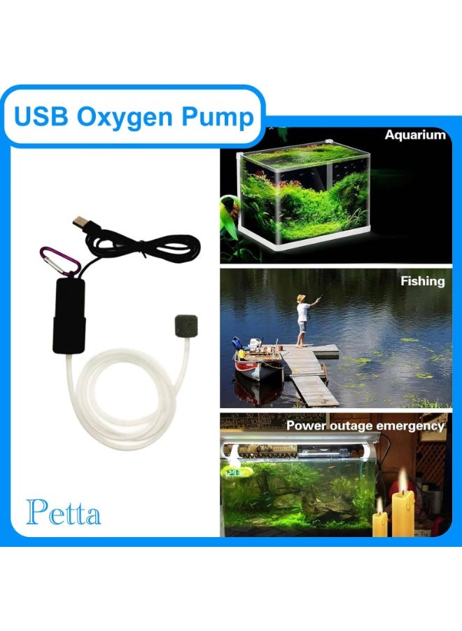 RESONIX USB Aquarium Air Pump with Sponge Filter & Air Stone - Quiet Portable Oxygen Pump for Small & Nano Fish Tanks, Shrimp, Betta, Travel Use - Image 2