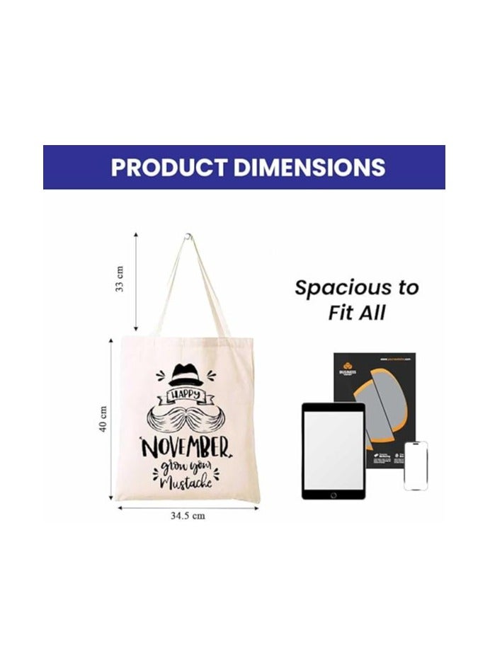 برينت شوب فور مي حقيبة موفمبر Awareness المصنوعة من القطن من الجوت صديقة للبيئة لدعم المبادرات الصحية للرجال، مثالية للمناسبات وحفلات جمع التبرعات والاستخدام اليومي، مثالية لدعم مبادرات سرطان البروستاتا - Image 3