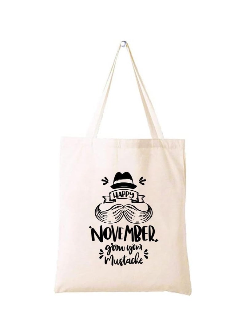 برينت شوب فور مي حقيبة موفمبر Awareness المصنوعة من القطن من الجوت صديقة للبيئة لدعم المبادرات الصحية للرجال، مثالية للمناسبات وحفلات جمع التبرعات والاستخدام اليومي، مثالية لدعم مبادرات سرطان البروستاتا - Image 1