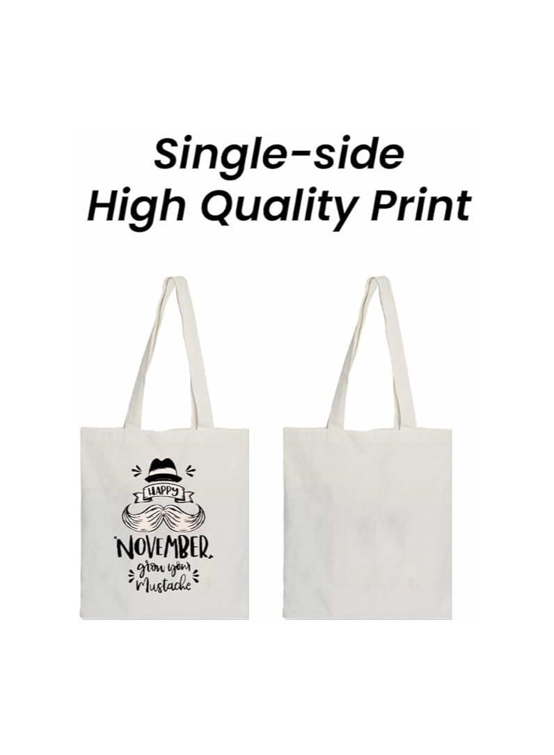 برينت شوب فور مي حقيبة موفمبر Awareness المصنوعة من القطن من الجوت صديقة للبيئة لدعم المبادرات الصحية للرجال، مثالية للمناسبات وحفلات جمع التبرعات والاستخدام اليومي، مثالية لدعم مبادرات سرطان البروستاتا - Image 4