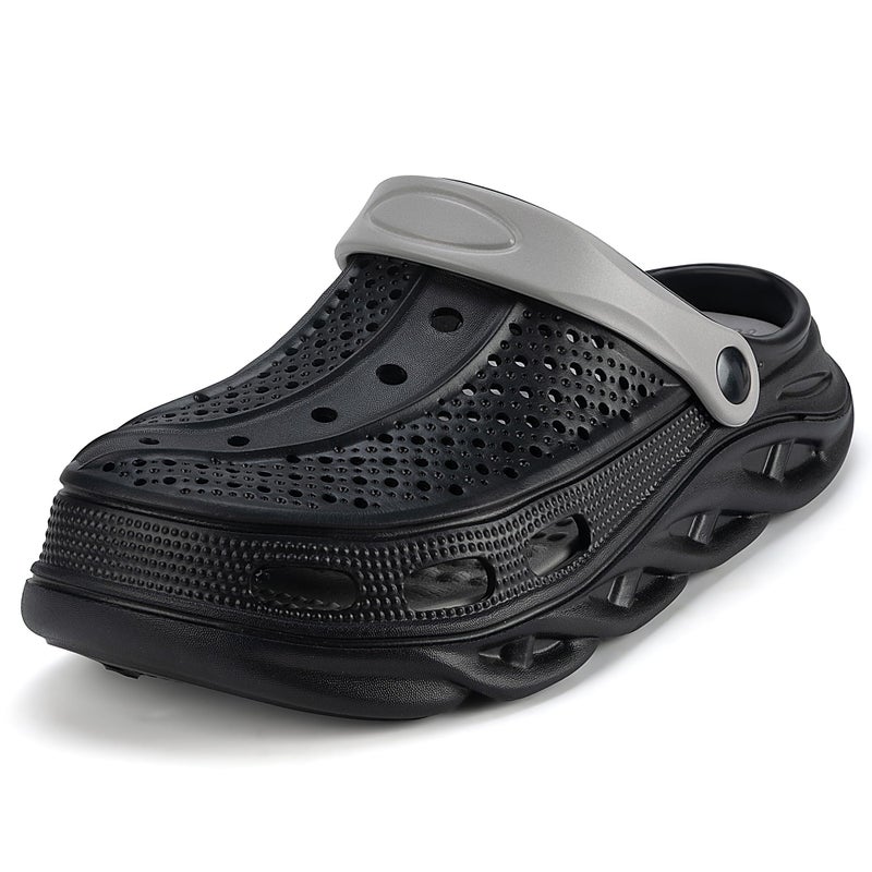 AnyuTech Clogs for Women and Men,Garden Shoes with Arch Support,Unisex Comfort Slip-on Sandals with Removable Cushion Footbed Black/Grey - Image 4