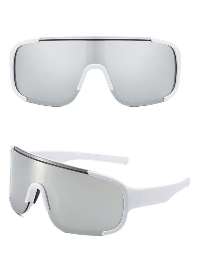 FESETE Cycling Glasses, Goggles, Hiking Glasses, Cycling Sunglasses, Bicycle Windproof Sunglasses, White Frame, White Mercury - Image 2