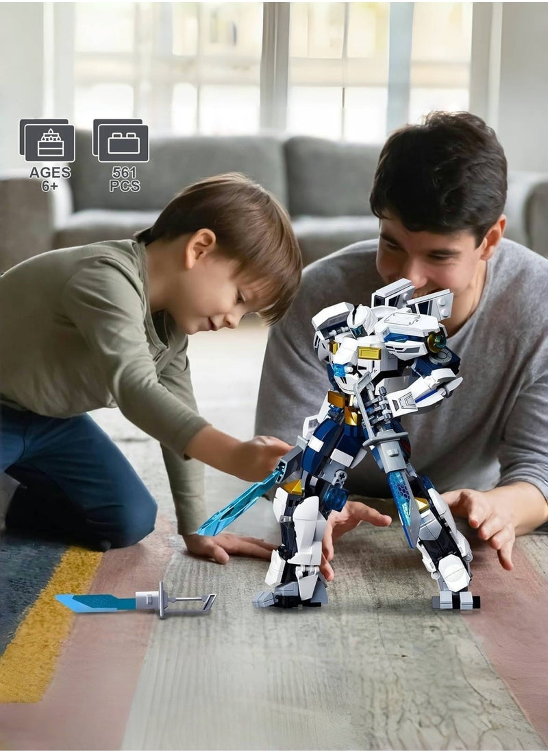 Ice Mecha Building Blocks Kit - 561 PCS STEM Robot Model for Adults  Kids (8+), White Mechanical Engineering Toy, Creative Birthday/ Gift (25x17x6cm)  - Image 2