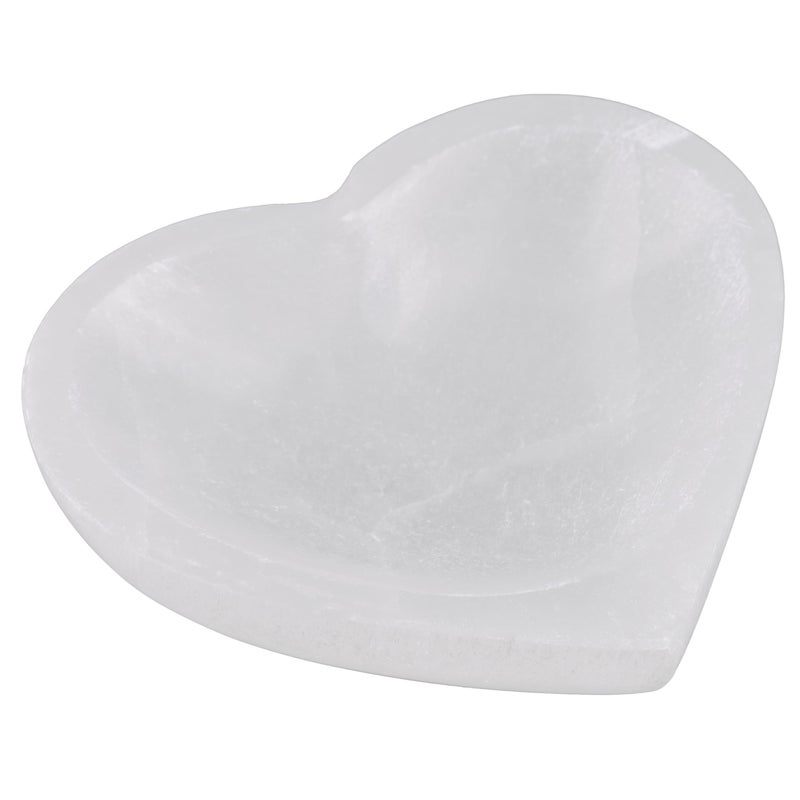 Wish Well Heart Selenite Bowl for Crystals Charging  4 Selenite Crystal Bowl  Mined and Crafted in Morocco  Ideal for Cleansing and Recharging Crystals and Healing Stones Meditation and Decor