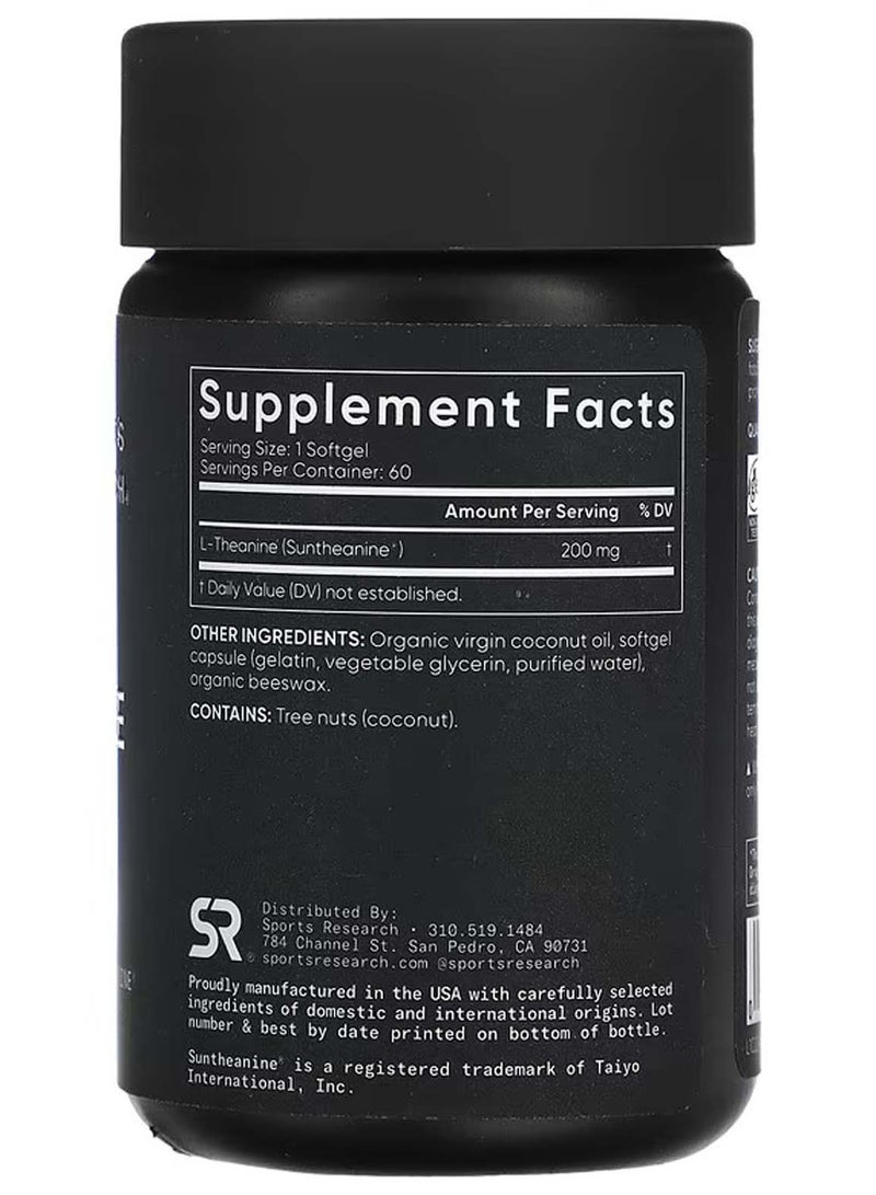 SPORTS RESEARCH L-Theanine, Double Strength 200 mg, 60 Softgels - Image 2
