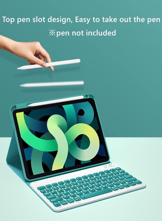 kaitesi Keyboard Case for iPad A16 (11th Gen, 11" 2025)/ iPad 10th Generation 2022 10.9 inch Case with Color Concave Keys Detachable Keyboard Cover (DarkGreen+White) - Image 2