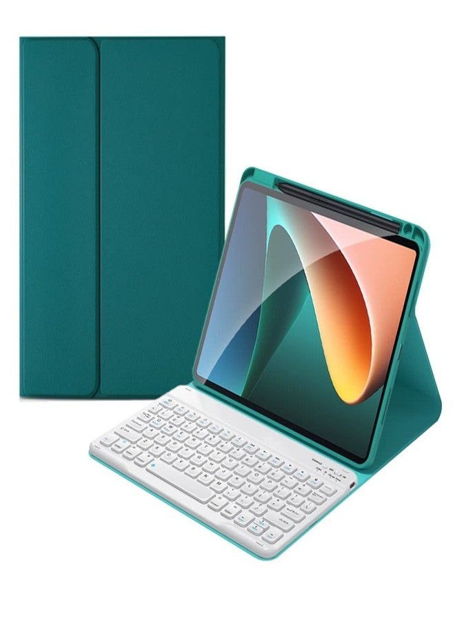 kaitesi Keyboard Case for iPad A16 (11th Gen, 11" 2025)/ iPad 10th Generation 2022 10.9 inch Case with Color Concave Keys Detachable Keyboard Cover (DarkGreen+White) - Image 1