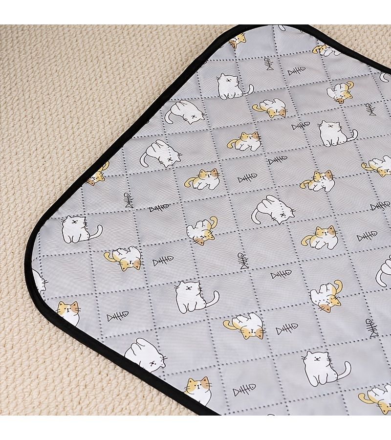 Gray Fishbone Headrest Pet Cooling Mat Size M 23 62 17 72 Inch Washable Comfortable Wear Resistant Non Shedding Summer Pet Bed For Small Large Cats Dogs Indoor Use - Image 5