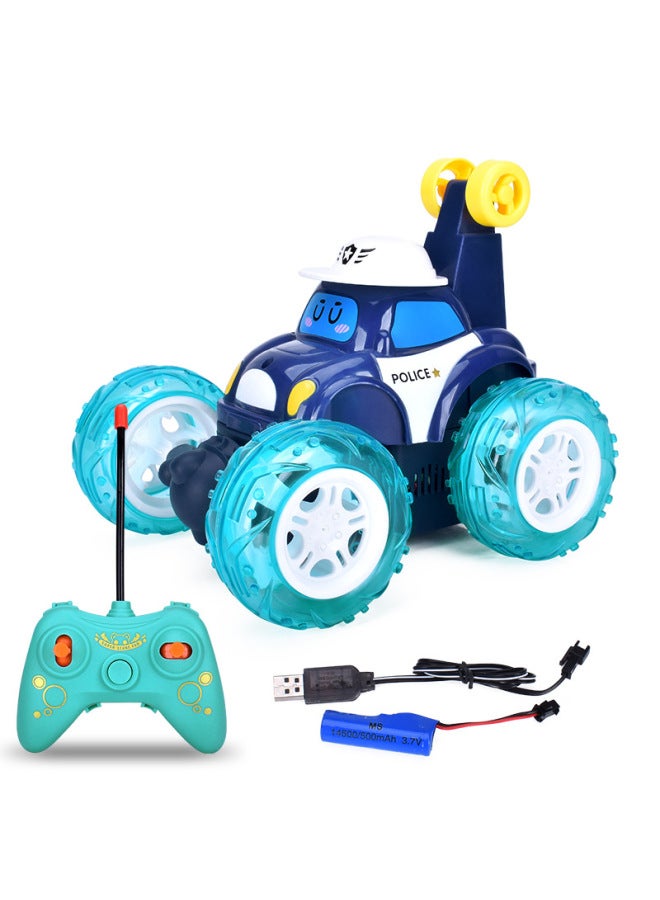 Shake Sound Remote Control Dump Truck 360 Stunt Light Music One-button Demonstration Boy Electric Off-road Vehicle Toy Wholesale-Color:[Hat] Dark Blue-dump Truck (charging Version)  - Image 1