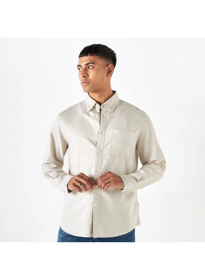 Lee Cooper Lee Cooper Solid Shirt with Long Sleeves and Pocket