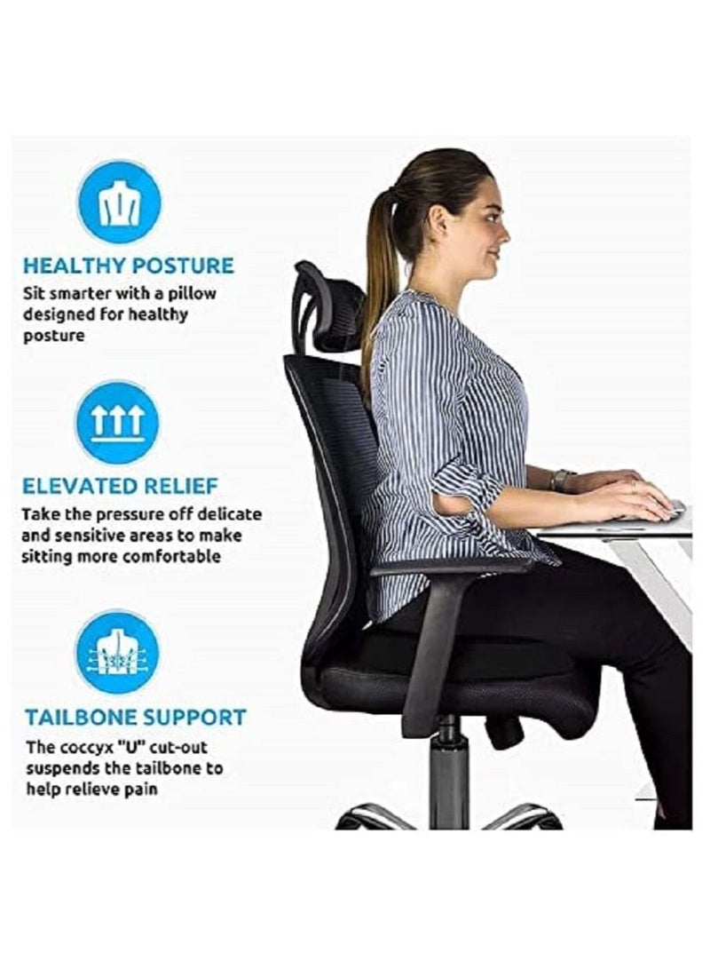 وسادة مقعد طبية من إسفنج الذاكرة لتخفيف آلام البواسير وعظم العصعص، وسادة دائرية مريحة بغطاء شبكي يسمح بالتهوية، تدعم عظم العصعص، مناسبة لكرسي المكتب ومقعد السيارة والاستخدام المنزلي - Image 5