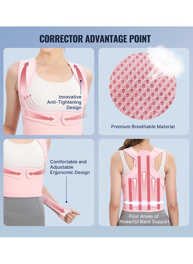 Back Brace and Posture Corrector for Women and Men Back Straightener Posture Corrector Scoliosis and Hunchback Correction Back Pain Spine Corrector Support Adjustable Posture Trainer, Pink（Size:M) - Image 3