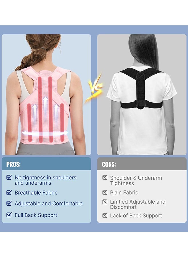 Back Brace and Posture Corrector for Women and Men Back Straightener Posture Corrector Scoliosis and Hunchback Correction Back Pain Spine Corrector Support Adjustable Posture Trainer, Pink（Size:M) - Image 2